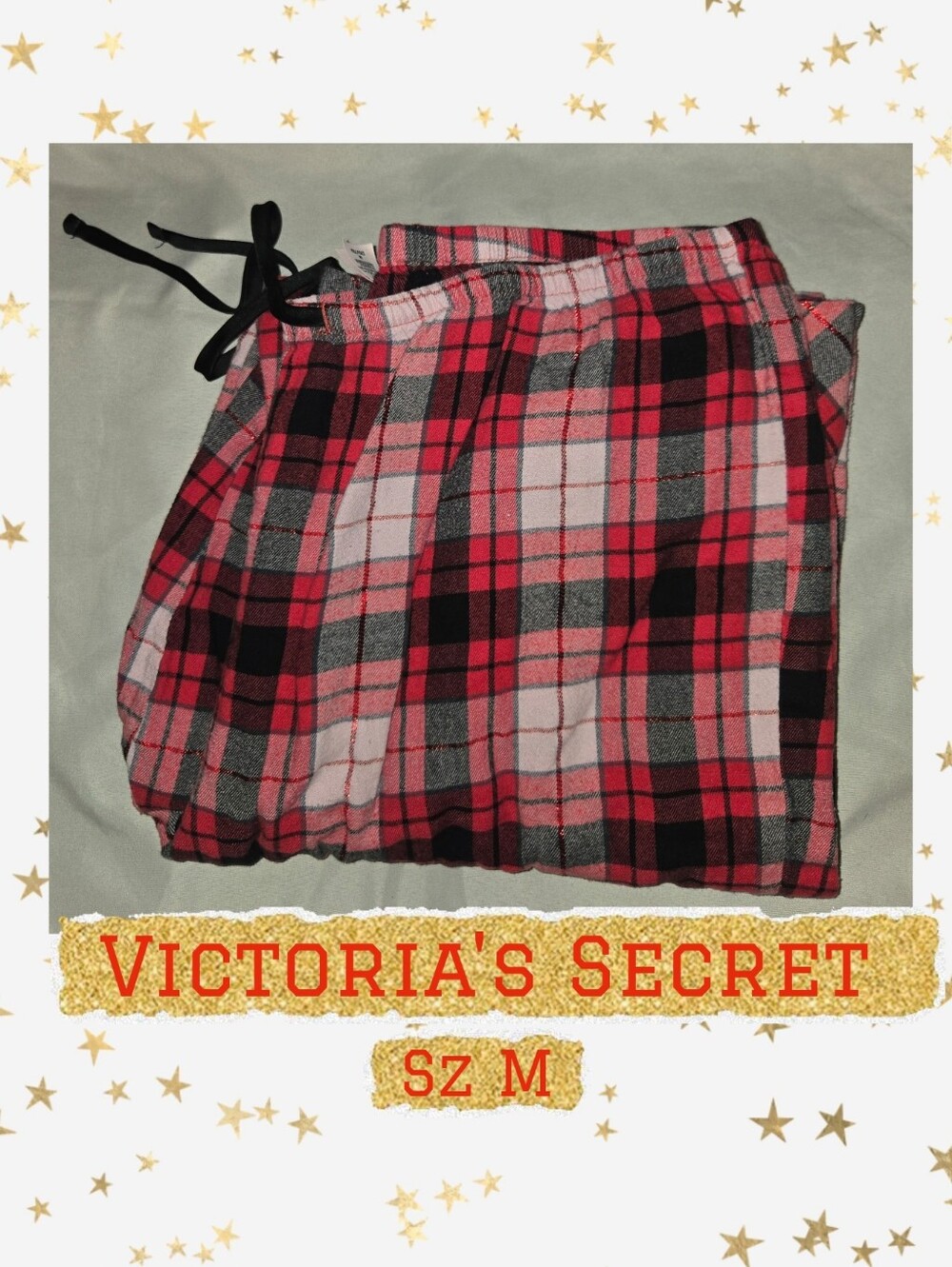 Victoria's Secret Red Pink Black Plaid Pajama Pants Sz M